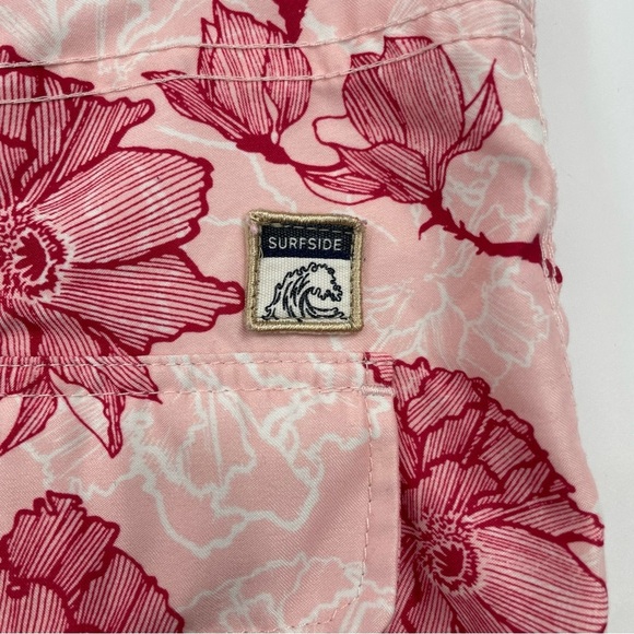 Surfside Supply Swim Trunks Mens Sz M Pink Floral Drawstring Unlined Beach - Picture 3 of 8
